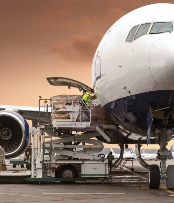 “Cargo being loaded onto an airplane, representing Professional Aviation Services’ expertise in air freight, dangerous goods handling, and secure aviation operations.”